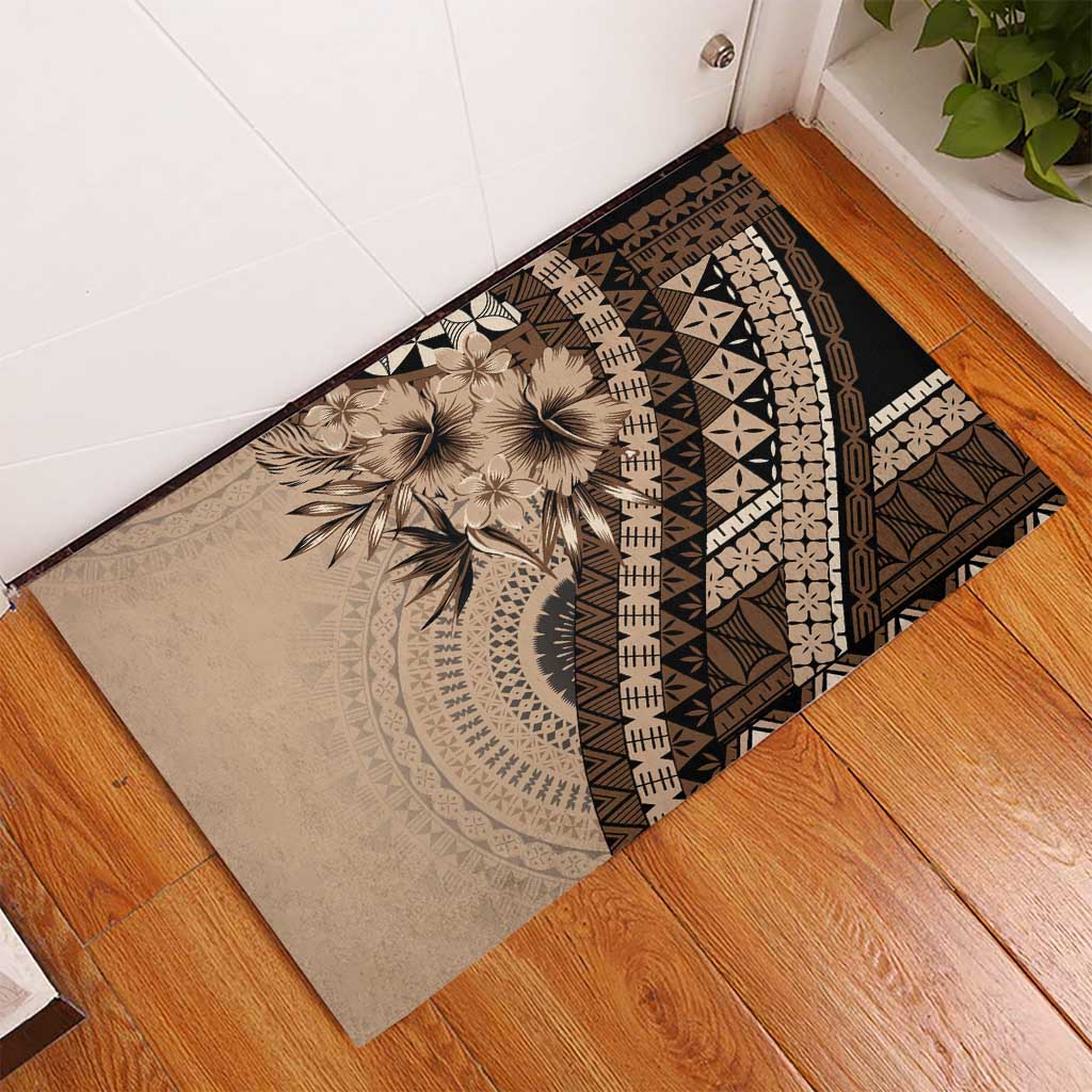 Bula Fiji Rubber Doormat Mocha Brown Kaivity Masi Tapa