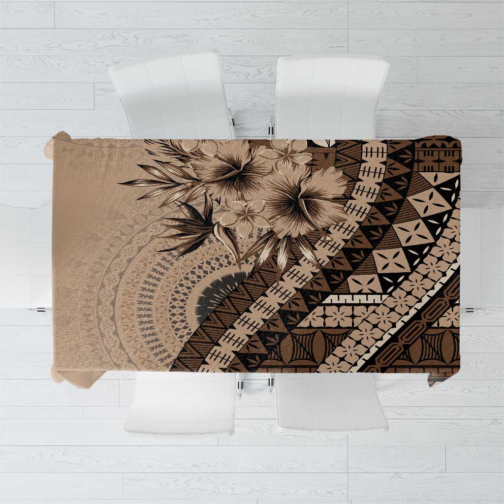 Bula Fiji Tablecloth Mocha Brown Kaivity Masi Tapa