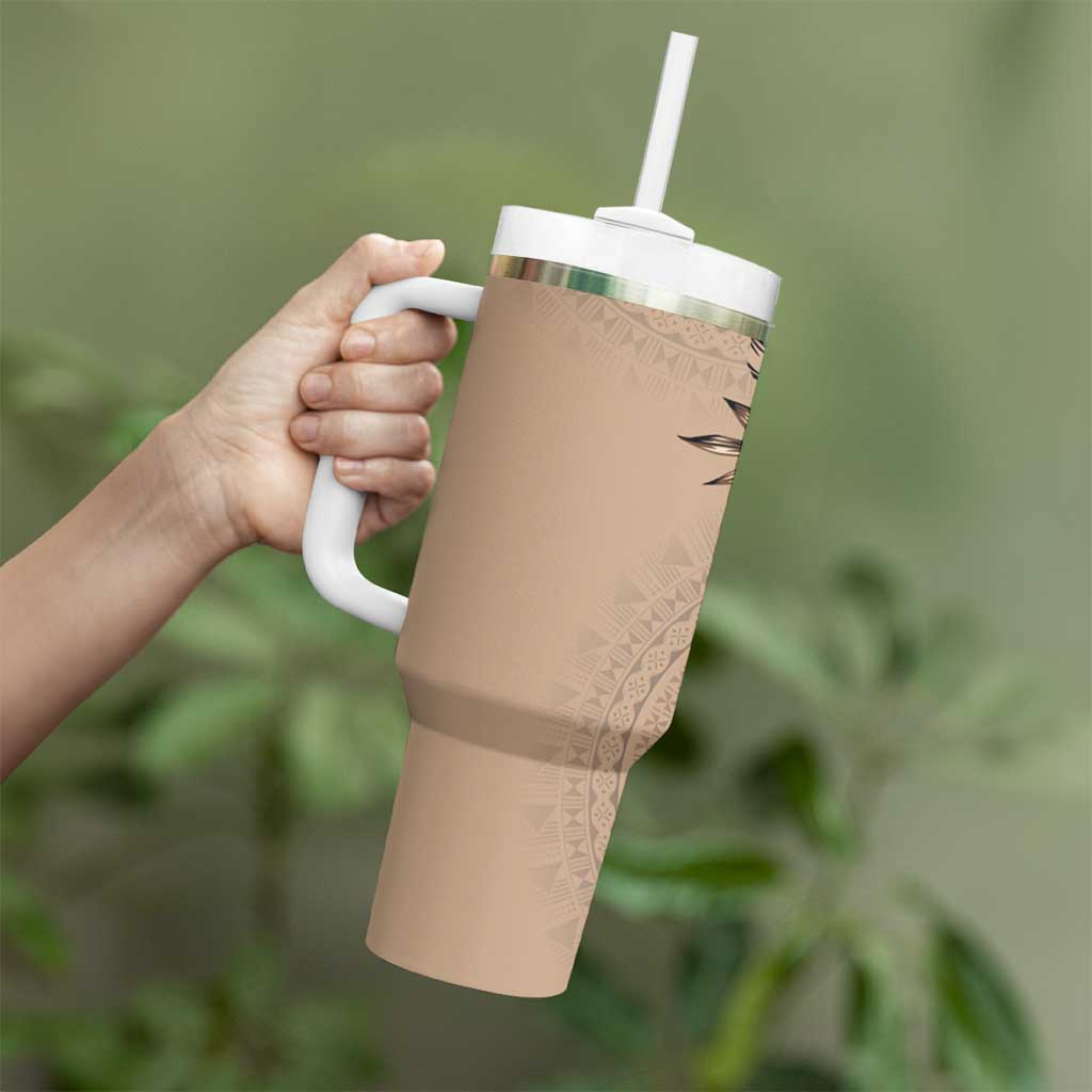 Bula Fiji Tumbler With Handle Mocha Brown Kaivity Masi Tapa