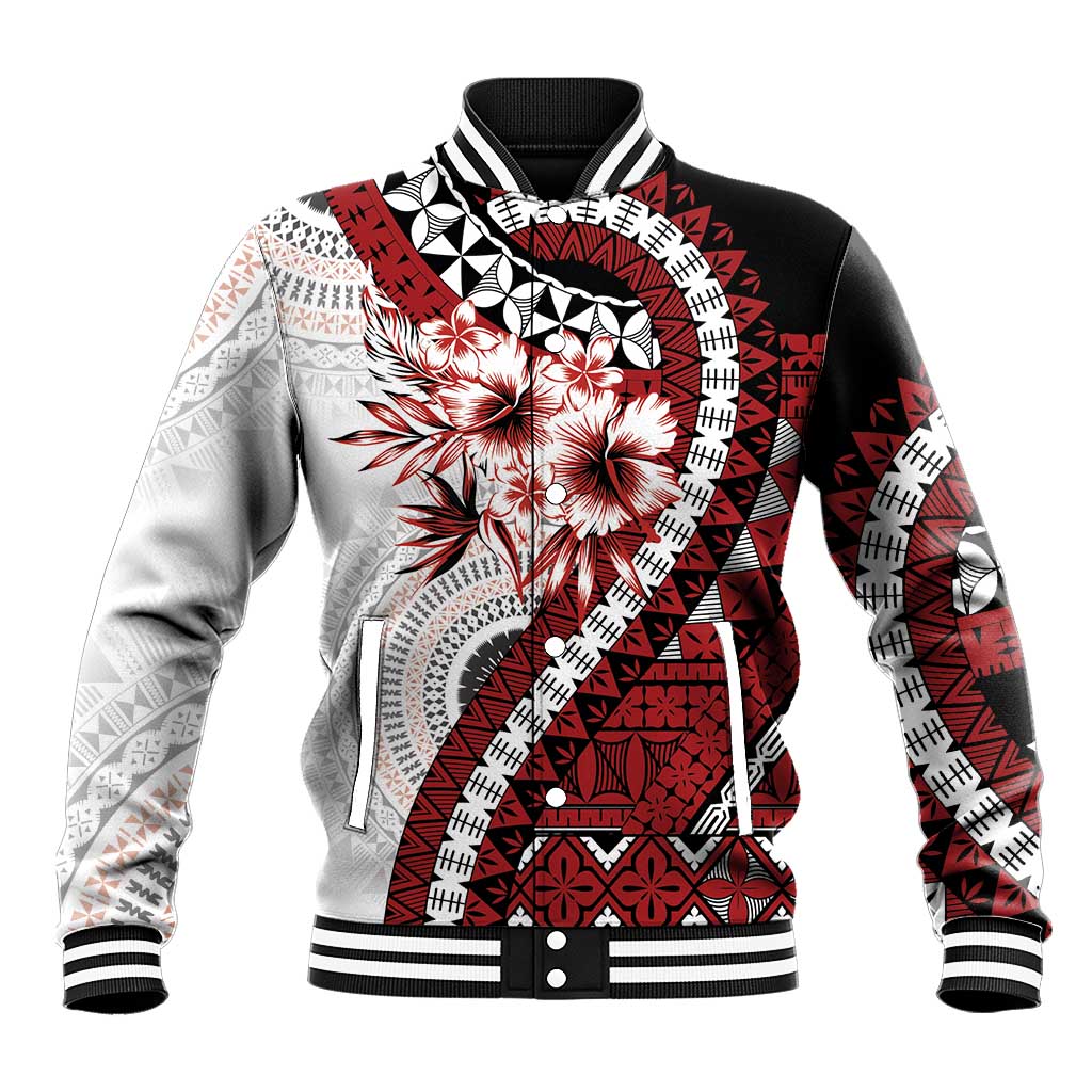 Bula Fiji Baseball Jacket White Kaivity Masi Tapa