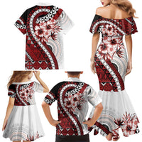 Bula Fiji Family Matching Mermaid Dress and Hawaiian Shirt White Kaivity Masi Tapa LT7 - Polynesian Pride