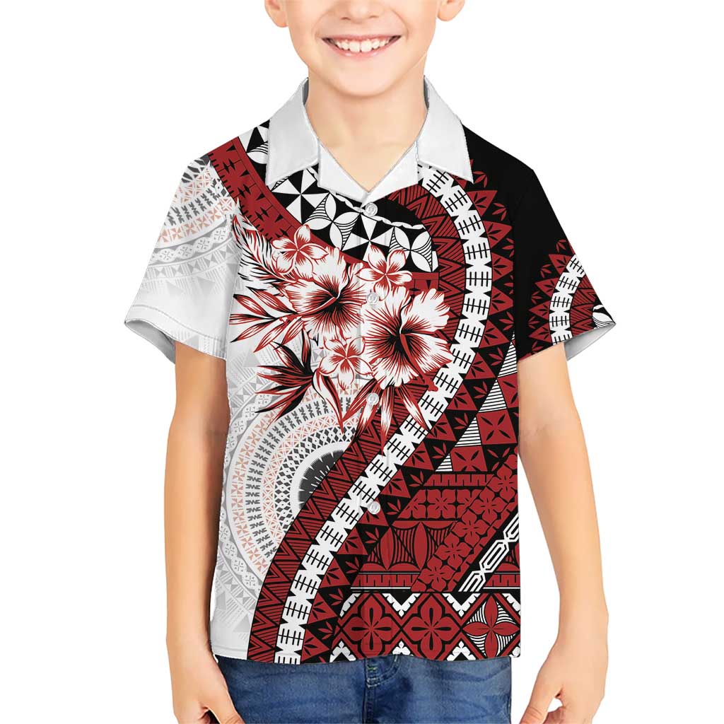 Bula Fiji Kid Hawaiian Shirt White Kaivity Masi Tapa
