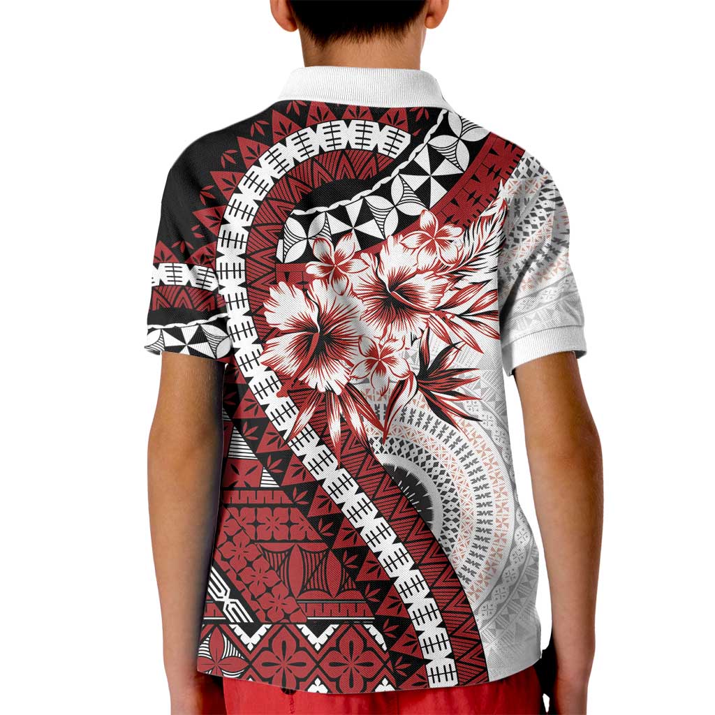 Bula Fiji Kid Polo Shirt White Kaivity Masi Tapa