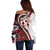Bula Fiji Off Shoulder Sweater White Kaivity Masi Tapa