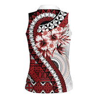 Bula Fiji Women Sleeveless Polo Shirt White Kaivity Masi Tapa