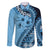 Bula Fiji Family Matching Long Sleeve Bodycon Dress and Hawaiian Shirt Turquoise Kaivity Masi Tapa