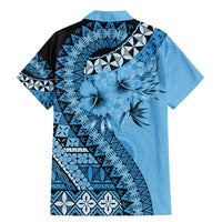 Bula Fiji Family Matching Mermaid Dress and Hawaiian Shirt Turquoise Kaivity Masi Tapa LT7 - Polynesian Pride