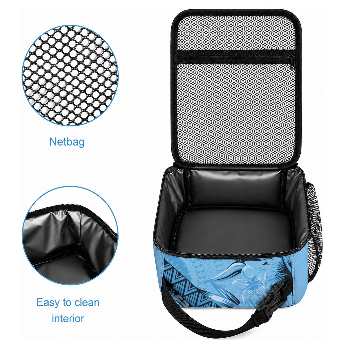 Bula Fiji Lunch Bag Turquoise Kaivity Masi Tapa