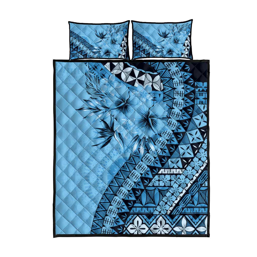 Bula Fiji Quilt Bed Set Turquoise Kaivity Masi Tapa