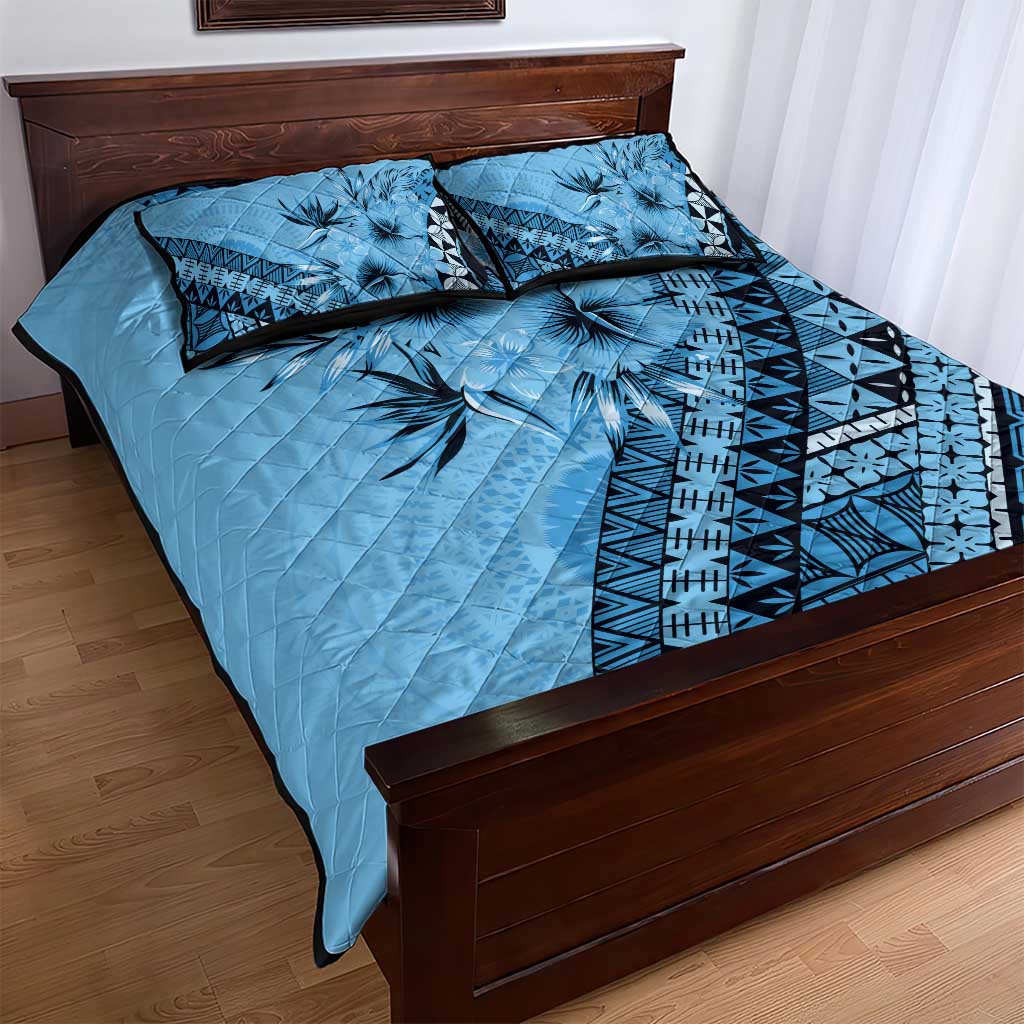 Bula Fiji Quilt Bed Set Turquoise Kaivity Masi Tapa