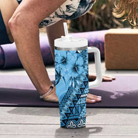 Bula Fiji Tumbler With Handle Turquoise Kaivity Masi Tapa
