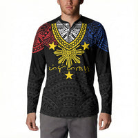 Philippines Heritage Baybayin Mix Polynesian Button Sweatshirt