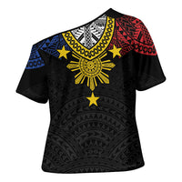 Philippines Heritage Baybayin Mix Polynesian Cross Shoulder Shirt