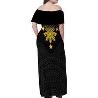 Philippines Heritage Baybayin Mix Polynesian Family Matching Off Shoulder Maxi Dress and Hawaiian Shirt