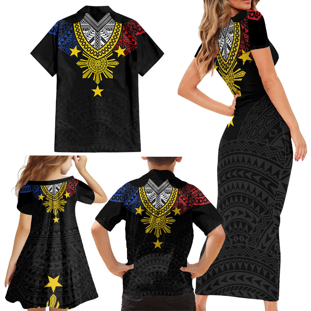 Philippines Heritage Baybayin Mix Polynesian Family Matching Short Sleeve Bodycon Dress and Hawaiian Shirt LT7 - Polynesian Pride