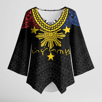 Philippines Heritage Baybayin Mix Polynesian Kimono Sleeve Blouse
