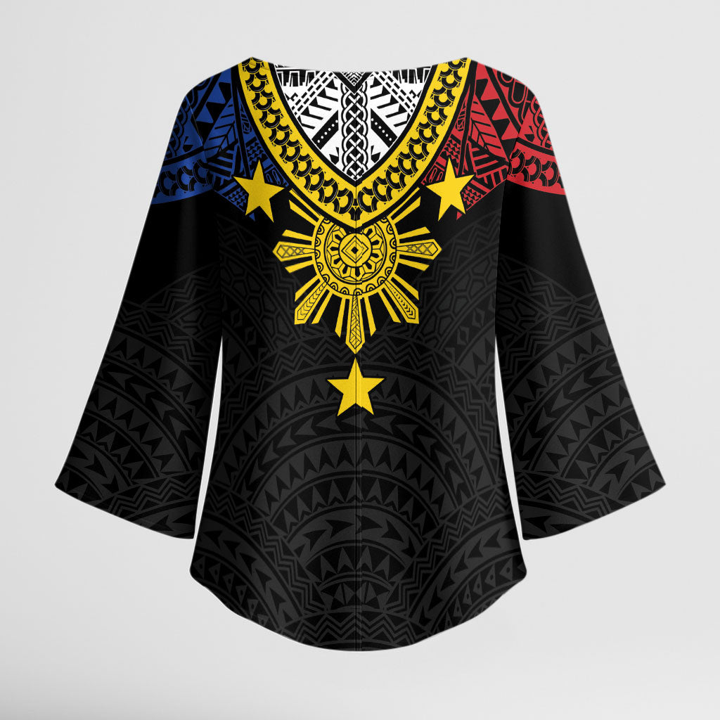 Philippines Heritage Baybayin Mix Polynesian Kimono Sleeve Blouse