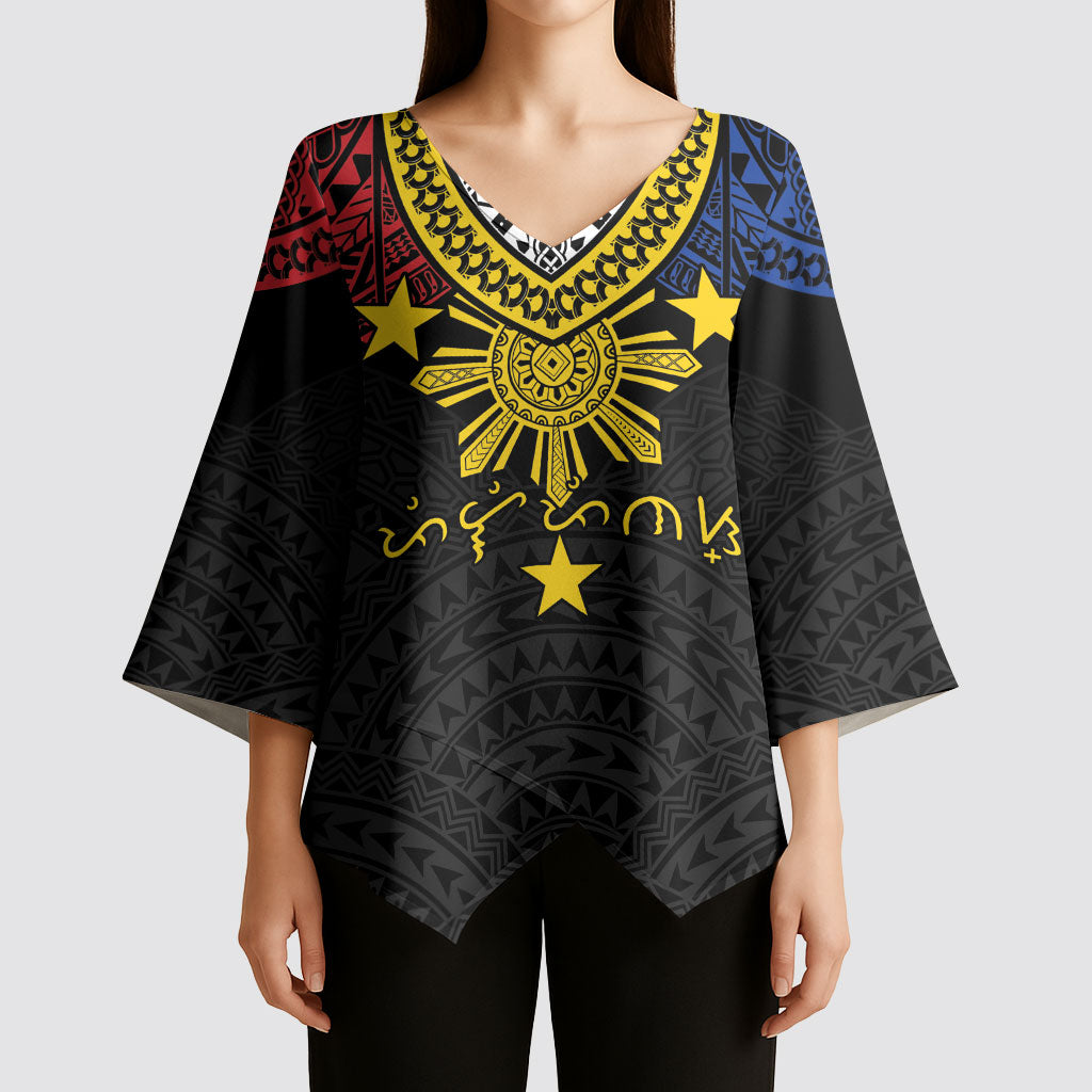 Philippines Heritage Baybayin Mix Polynesian Kimono Sleeve Blouse