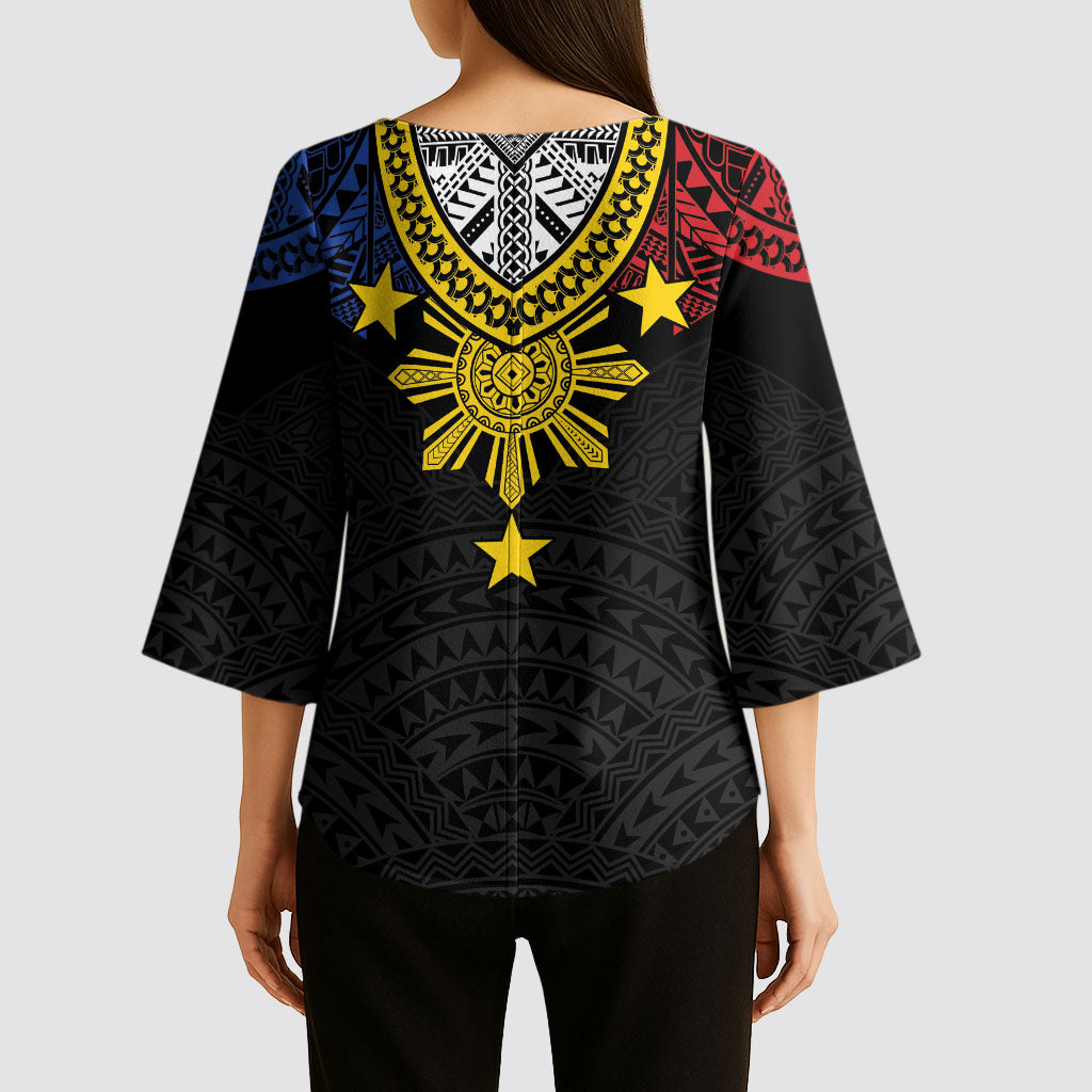 Philippines Heritage Baybayin Mix Polynesian Kimono Sleeve Blouse