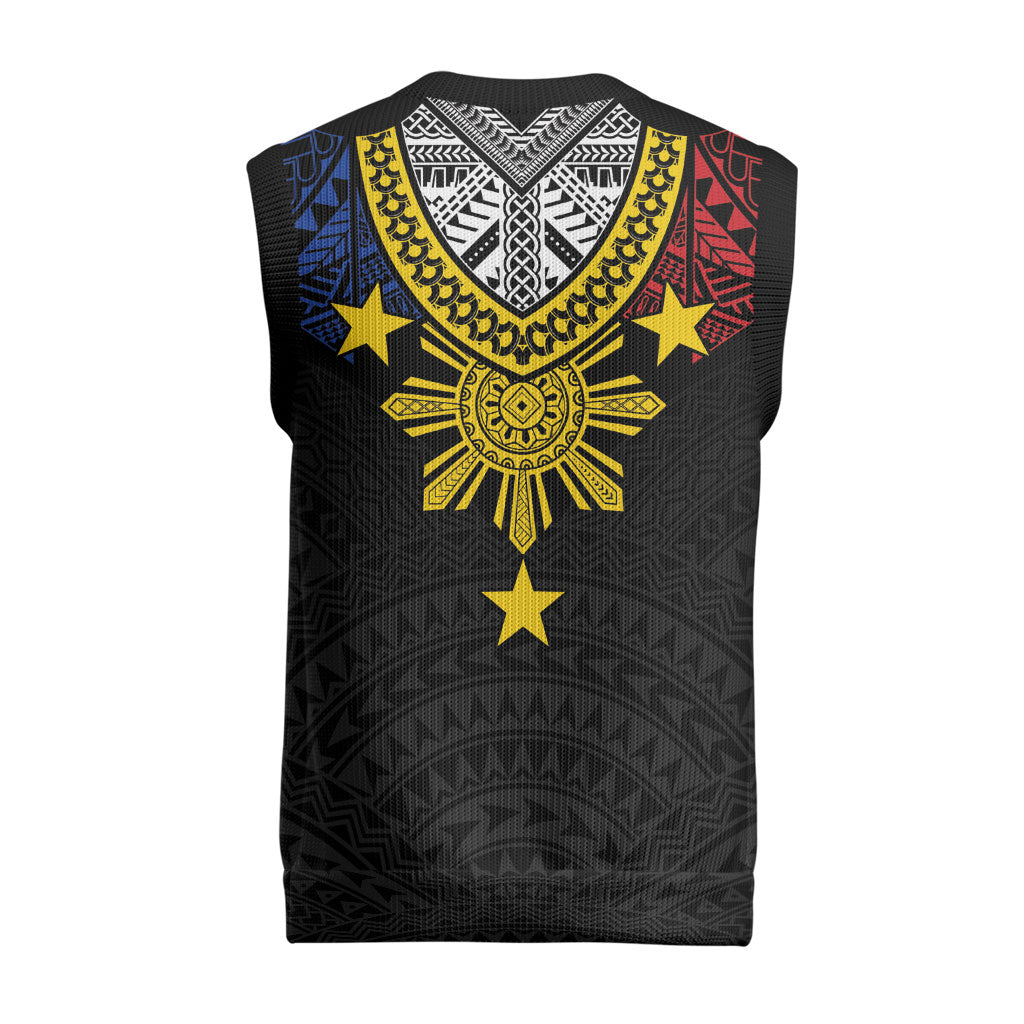 Philippines Heritage Baybayin Mix Polynesian Christmas Knitted V-Neck Vest LT7 - Polynesian Pride