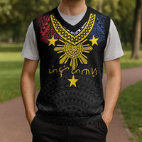 Philippines Heritage Baybayin Mix Polynesian Christmas Knitted V-Neck Vest LT7 - Polynesian Pride