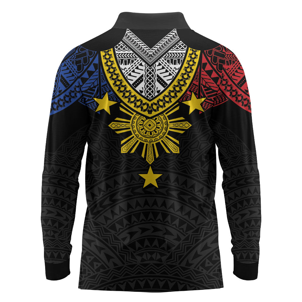 Philippines Heritage Baybayin Mix Polynesian Long Sleeve Polo Shirt