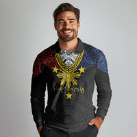 Philippines Heritage Baybayin Mix Polynesian Long Sleeve Polo Shirt