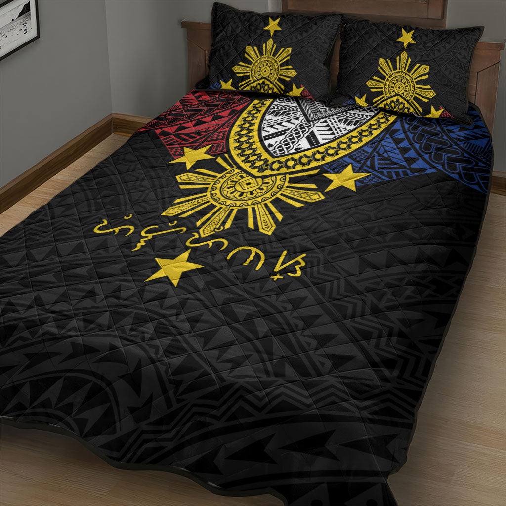 Philippines Heritage Baybayin Mix Polynesian Quilt Bed Set