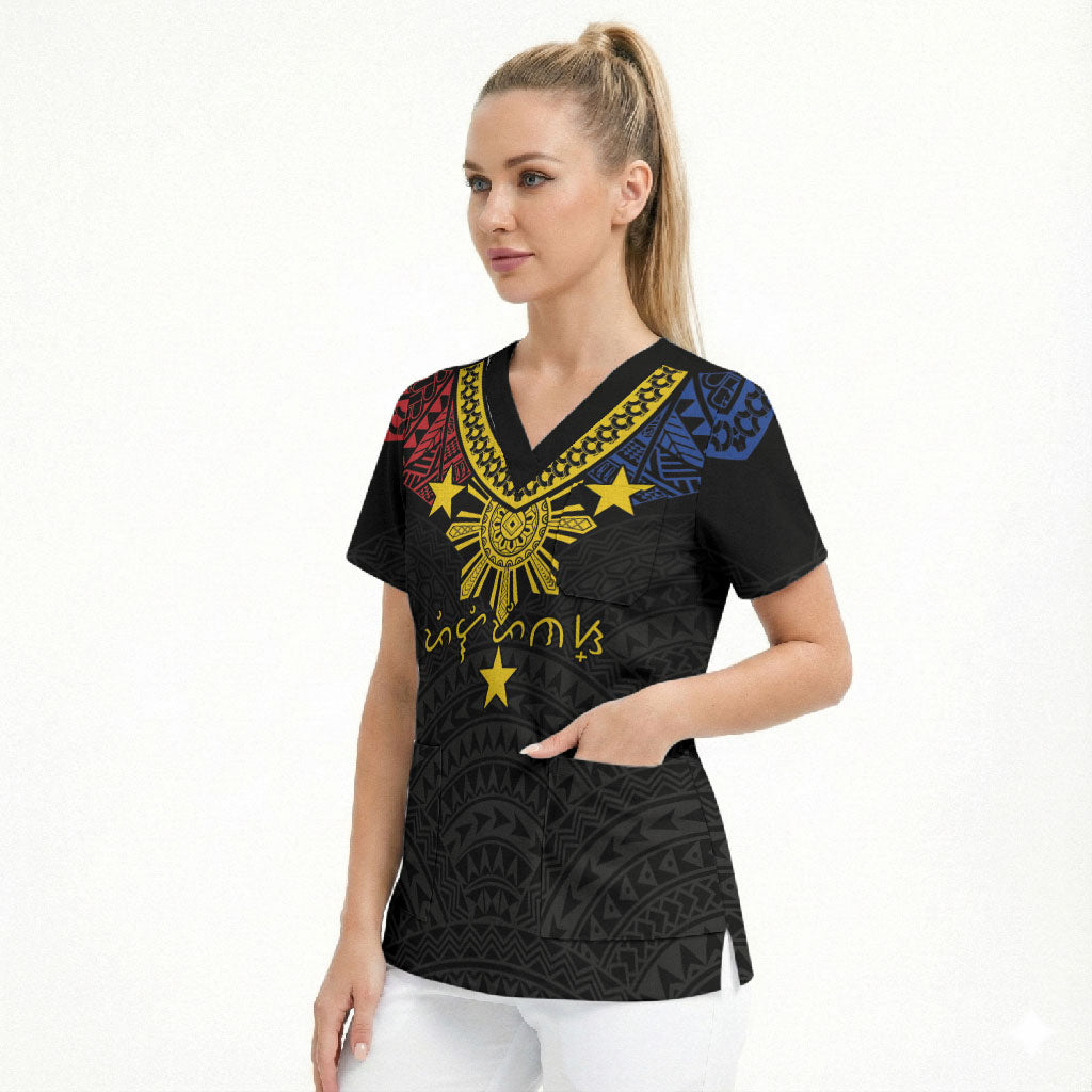 Philippines Heritage Baybayin Mix Polynesian Scrub Top
