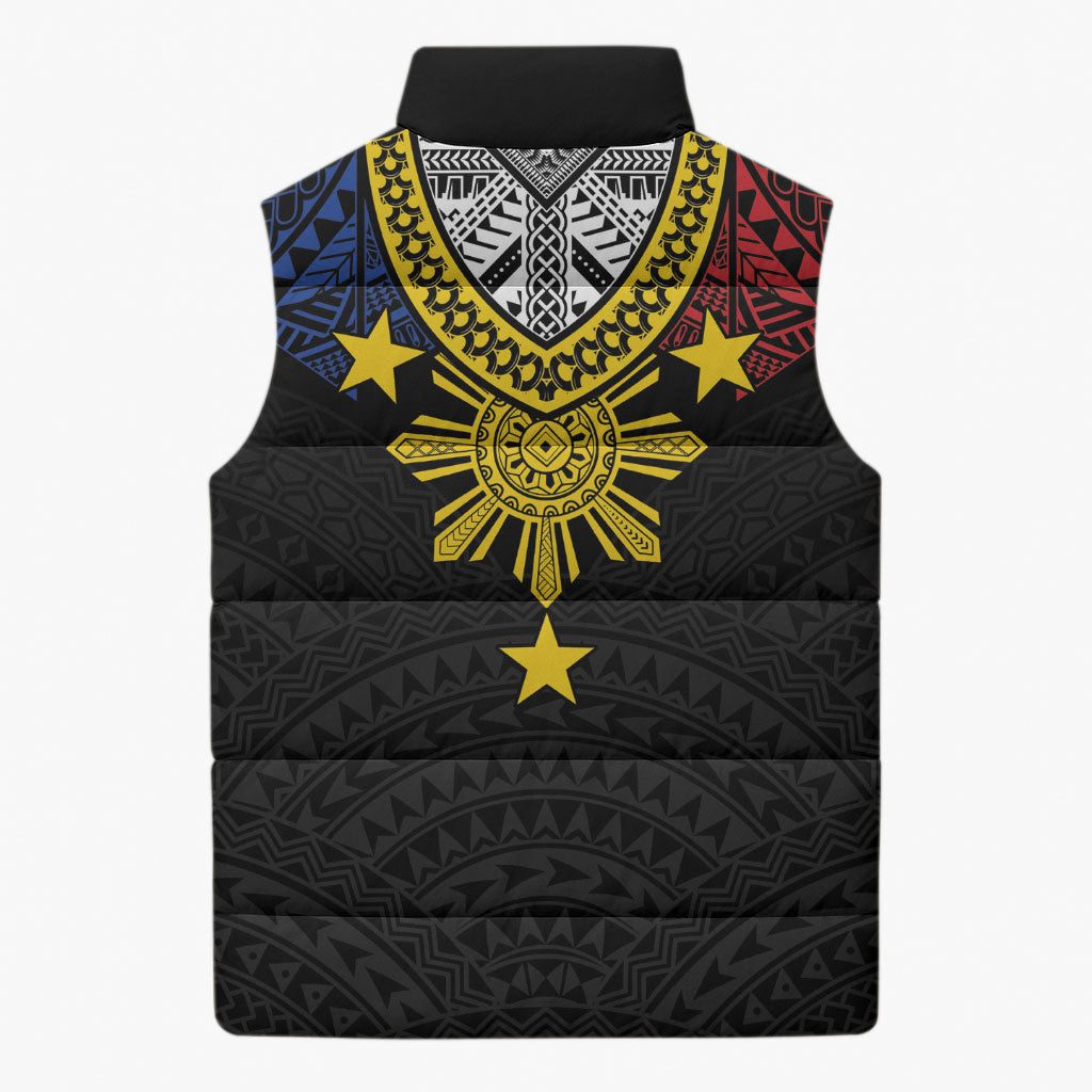 Philippines Heritage Baybayin Mix Polynesian Sleeveless Puffer Jacket