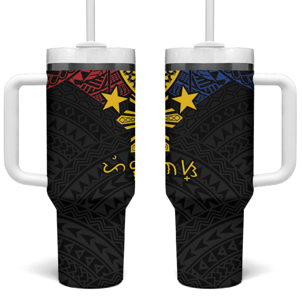 Philippines Heritage Baybayin Mix Polynesian Tumbler With Handle