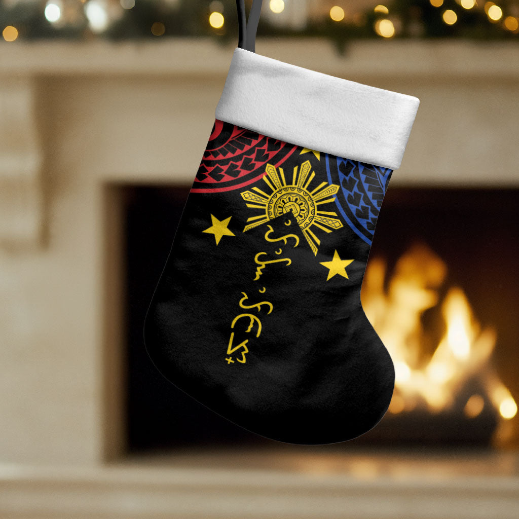 Philippines Heritage Christmas Stocking Baybayin Philipinas Sun LT7 Set of 2 Black - Polynesian Pride