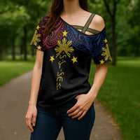 Philippines Heritage Personalized Cross Shoulder Shirt Baybayin Philipinas Sun