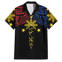 Philippines Heritage Personalized Family Matching Off The Shoulder Long Sleeve Dress and Hawaiian Shirt Baybayin Philipinas Sun LT7 Dad's Shirt - Short Sleeve Black - Polynesian Pride