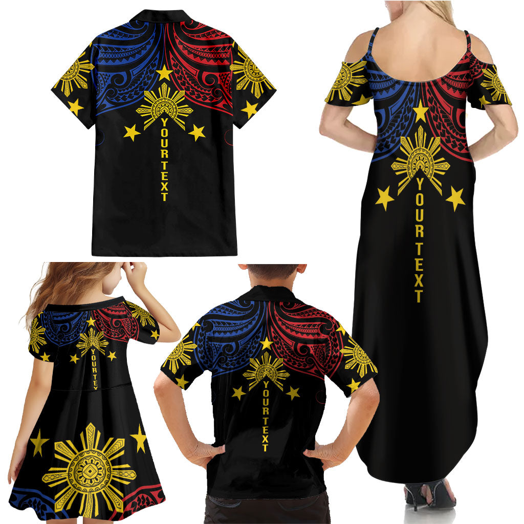 Philippines Heritage Personalized Family Matching Summer Maxi Dress and Hawaiian Shirt Baybayin Philipinas Sun LT7 - Polynesian Pride