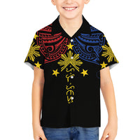 Philippines Heritage Personalized Family Matching Summer Maxi Dress and Hawaiian Shirt Baybayin Philipinas Sun LT7 Son's Shirt Black - Polynesian Pride