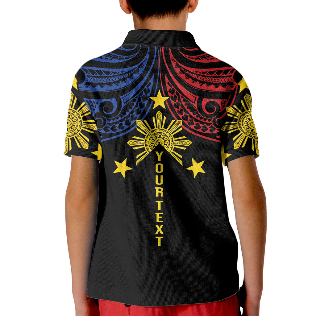 Philippines Heritage Personalized Kid Polo Shirt Baybayin Philipinas Sun