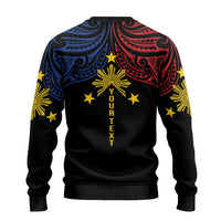 Philippines Heritage Personalized Ugly Christmas Sweater Baybayin Philipinas Sun