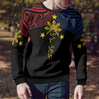 Philippines Heritage Personalized Ugly Christmas Sweater Baybayin Philipinas Sun
