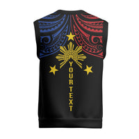 Philippines Heritage Personalized Christmas Knitted V-Neck Vest Baybayin Philipinas Sun LT7 - Polynesian Pride
