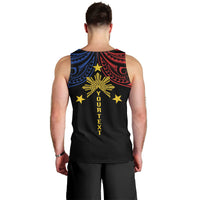 Philippines Heritage Personalized Men Tank Top Baybayin Philipinas Sun