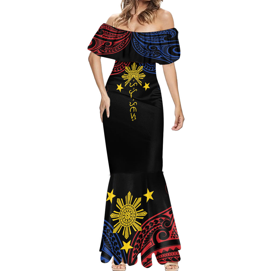 Philippines Heritage Personalized Mermaid Dress Baybayin Philipinas Sun