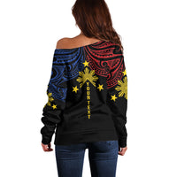 Philippines Heritage Personalized Off Shoulder Sweater Baybayin Philipinas Sun