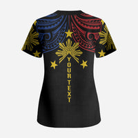Philippines Heritage Personalized Scrub Top Baybayin Philipinas Sun