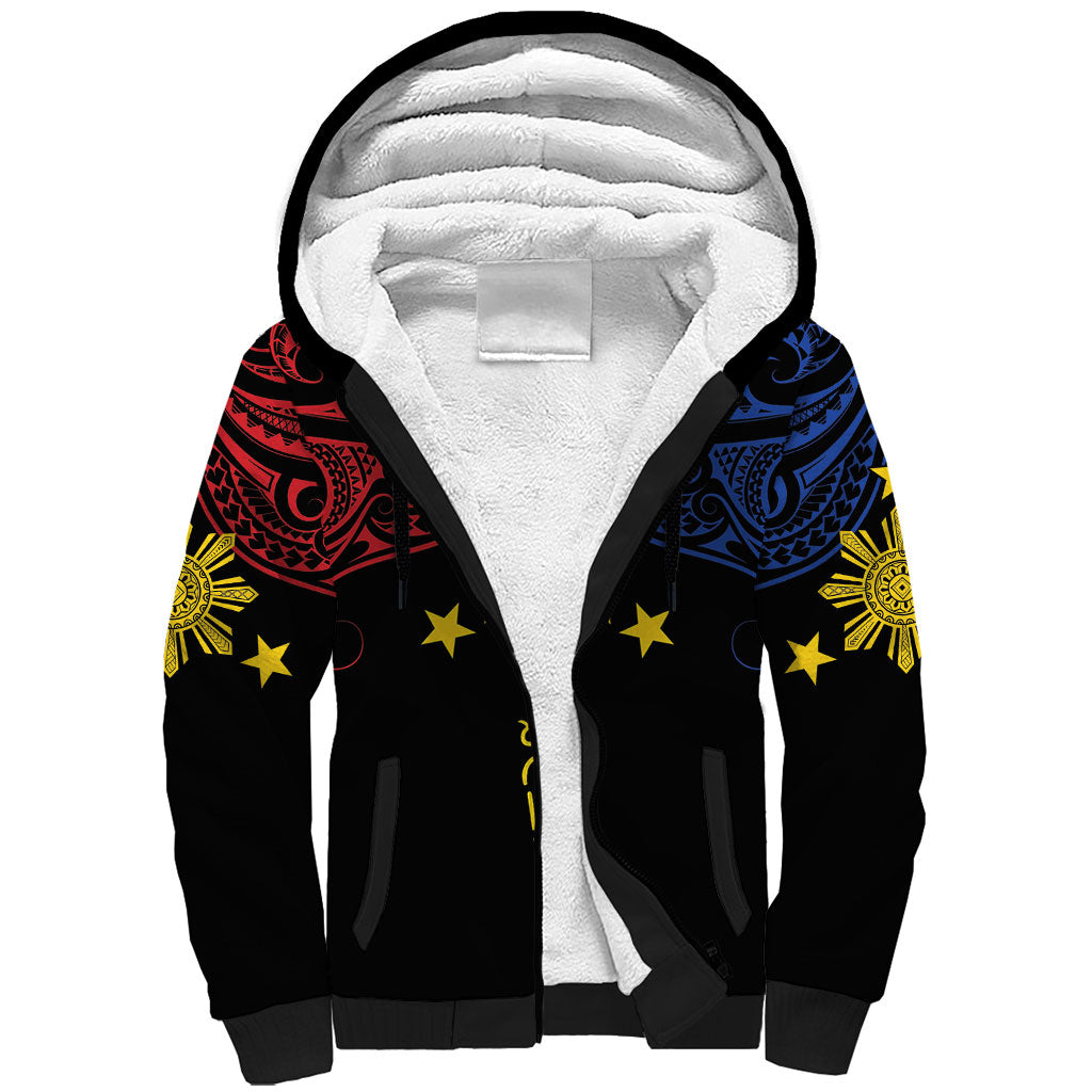 Philippines Heritage Personalized Sherpa Hoodie Baybayin Philipinas Sun