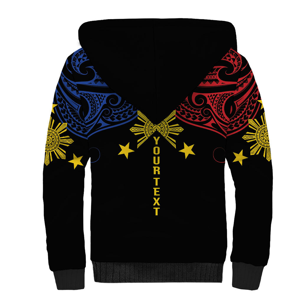 Philippines Heritage Personalized Sherpa Hoodie Baybayin Philipinas Sun