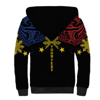 Philippines Heritage Personalized Sherpa Hoodie Baybayin Philipinas Sun