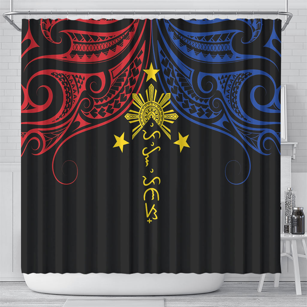 Philippines Heritage Shower Curtain Baybayin Philipinas Sun