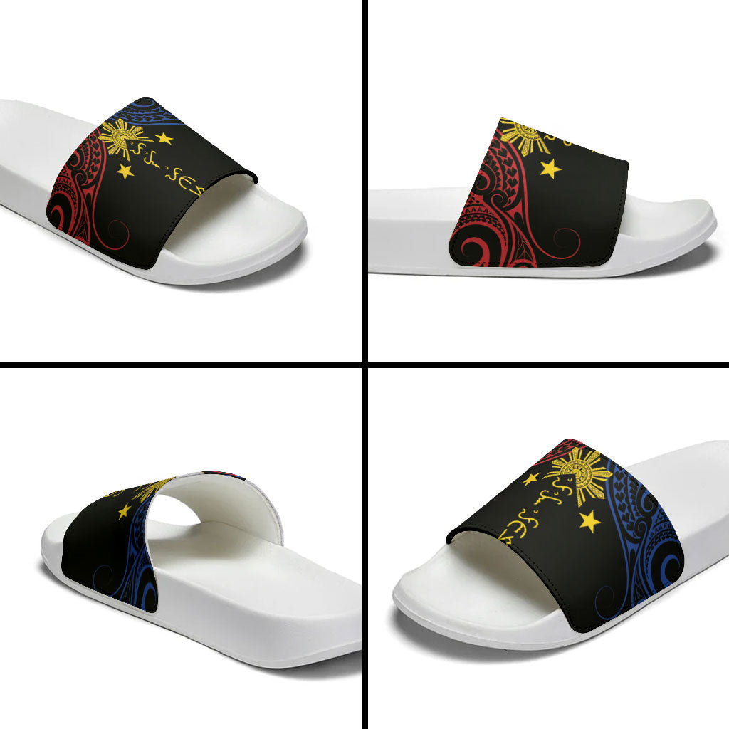 Philippines Heritage Slide Sandals Baybayin Philipinas Sun