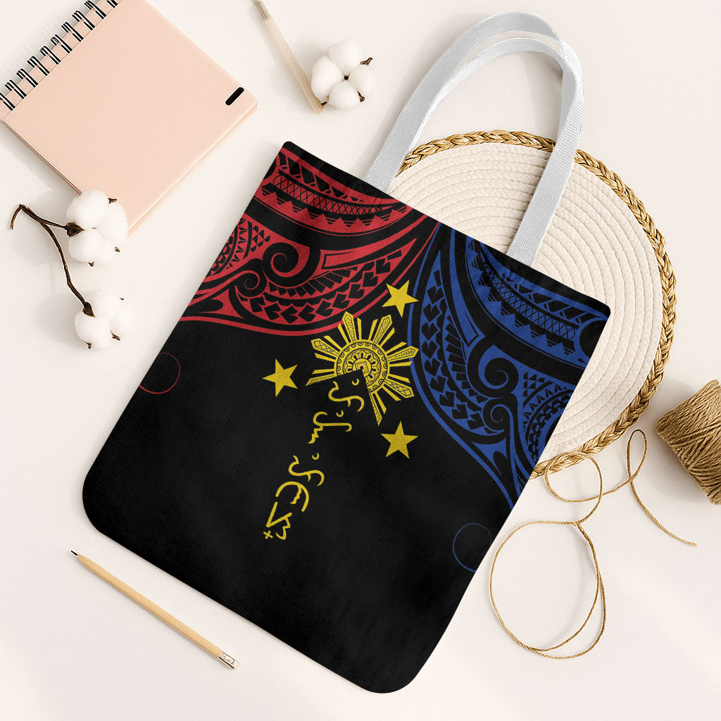 Philippines Heritage Tote Bag Baybayin Philipinas Sun